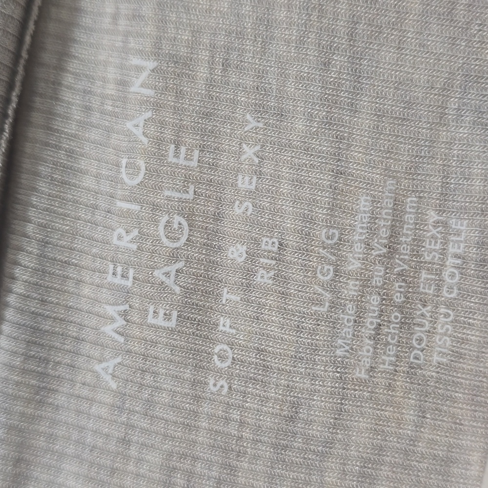 American Eagle Oatmeal Heather Gray Long Sleeve Women's Top Soft And Sexy Rib - Picture 3 of 4
